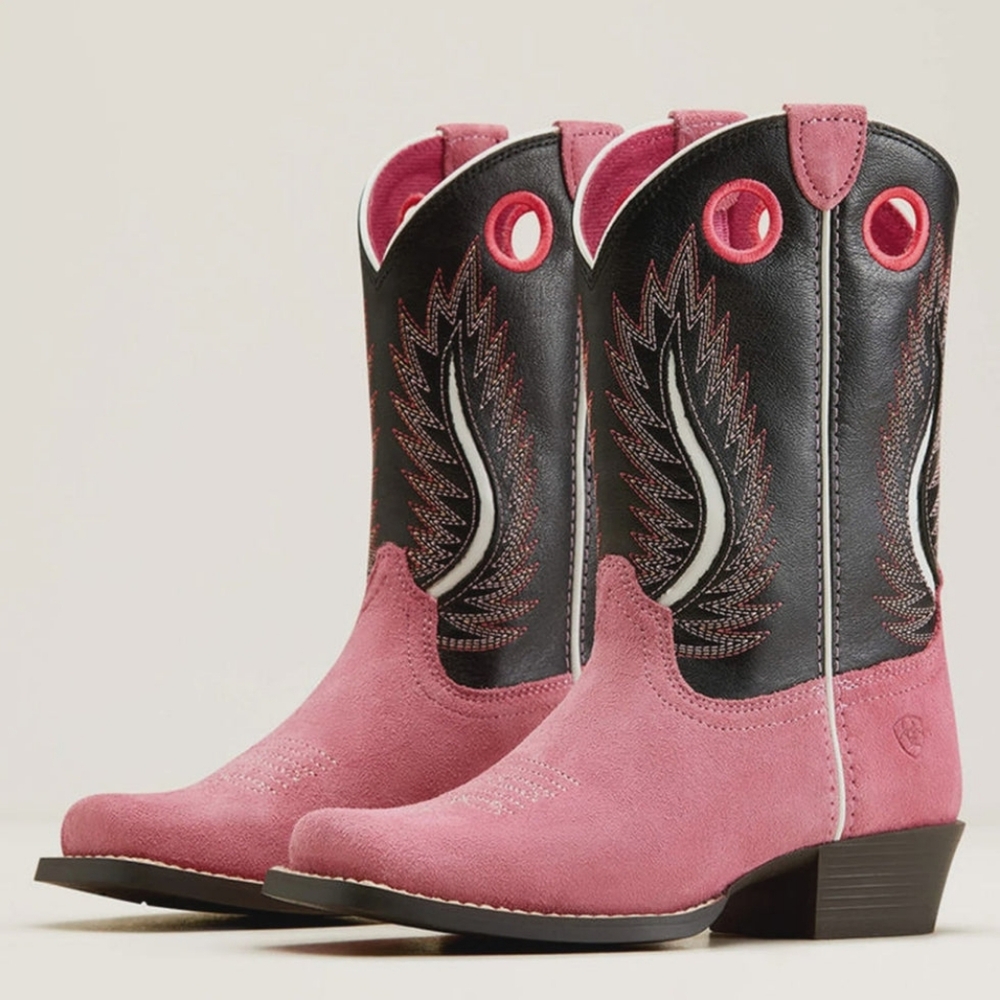 ARIAT Youth Futurity Fort Worth Western Boot Haute Pink Suede Size 5 Big Girl - Picture 2 of 9